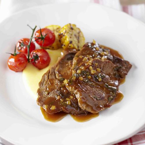 Gebakken kalfsribeye met citrus en basilicum